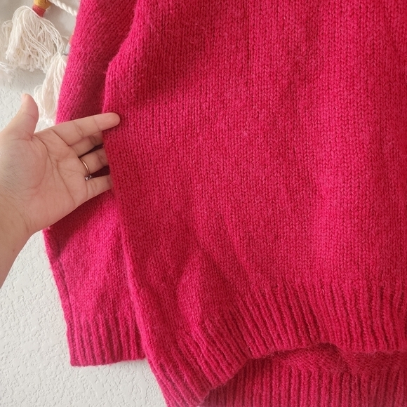 J. Crew Button Shoulder Alpaca Wool Knit Crewneck Pink Sweater Minimalist S - Picture 7 of 12